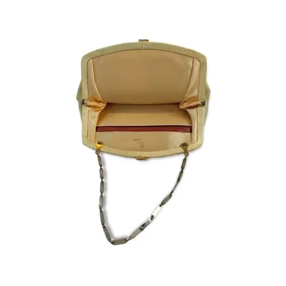 Harry Lavine Women's Gold Metalic Clutch Handbag W/ Chain Handles & Clasp Close. - Picture 11 of 14